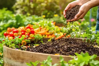 Un composteur dans le jardin