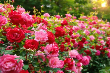 Des rosiers en pleine floraison grâce à l'utilisation de purin de consoude.