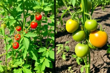 Tomates précoces et tardives dans un jardin